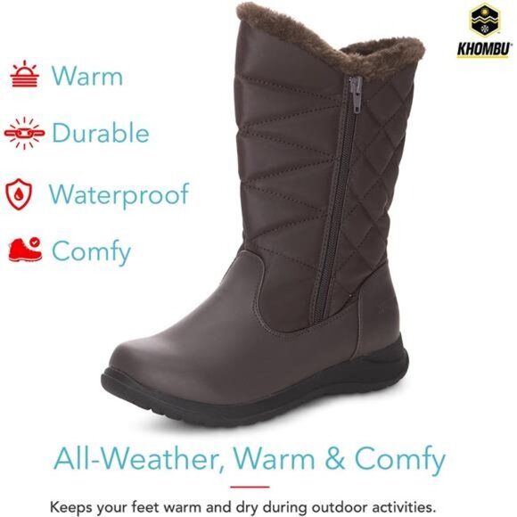 Women's Carly Winter Boots Warm Faux Fur-Lined Tall MidCalf Height with Dual Zip - Picture 3 of 7